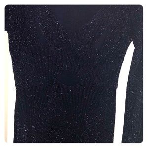 Navy and silver shimmer gown